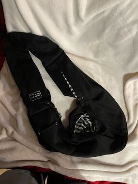 Black Crossbody Sling Bag with Gingham Lining